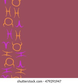 Vertical seamless pattern with zodiac signs. Hand drawn.