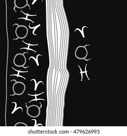 Vertical seamless  pattern with zodiac signs. Hand drawn.