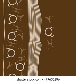 Vertical seamless  pattern with zodiac signs. Hand drawn.