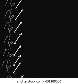 Vertical seamless  pattern of zodiac sings, capricorn, sagittarius, copy space. Hand drawn.