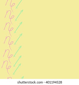 Vertical seamless  pattern of zodiac sings, capricorn, sagittarius, copy space. Hand drawn.