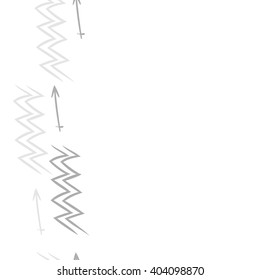 Vertical seamless pattern of zodiac sings, aquarius, sagittarius, zigzags, copy space. Hand drawn.
