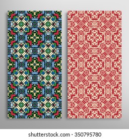 Vertical seamless patterns collection with floral geometric and lace texture for Wedding, Bridal, Valentine's day, greeting cards or Birthday Invitations, fabric or paper print. Vector illustration