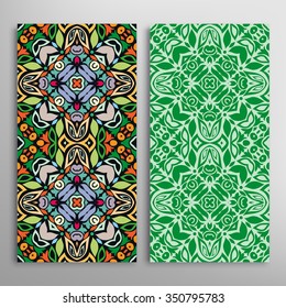 Vertical seamless patterns collection with floral geometric and lace texture for Wedding, Bridal, Valentine's day, greeting cards or Birthday Invitations, fabric or paper print. Vector illustration