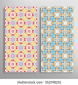 Vertical seamless patterns collection with floral geometric and lace texture for Wedding, Bridal, Valentine's day, greeting cards or Birthday Invitations, fabric or paper print. 