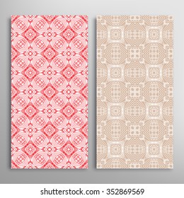 Vertical seamless patterns collection with floral geometric and lace texture for Wedding, Bridal, Valentine's day, greeting cards or Birthday Invitations, fabric or paper print. 