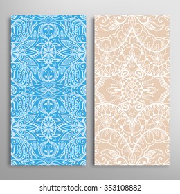 Vertical seamless patterns collection with floral geometric and lace texture for Wedding, Bridal, Valentine's day, greeting cards or Birthday Invitations, fabric or paper print. 