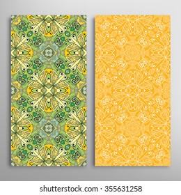 Vertical seamless patterns collection with floral geometric and lace texture for Wedding, Bridal, Valentine's day, greeting cards or Birthday Invitations, fabric or paper print. 
