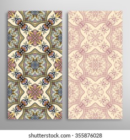 Vertical seamless patterns collection with floral geometric and lace texture for Wedding, Bridal, Valentine's day, greeting cards or Birthday Invitations, fabric or paper print. 