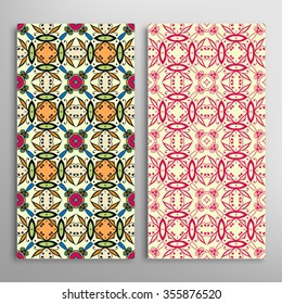 Vertical seamless patterns collection with floral geometric and lace texture for Wedding, Bridal, Valentine's day, greeting cards or Birthday Invitations, fabric or paper print. 