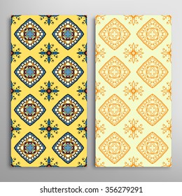 Vertical seamless patterns collection with floral geometric and lace texture for Wedding, Bridal, Valentine's day, greeting cards or Birthday Invitations, fabric or paper print. 