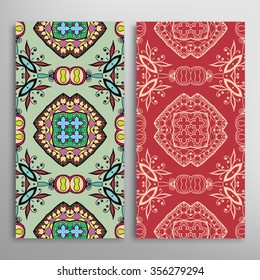 Vertical seamless patterns collection with floral geometric and lace texture for Wedding, Bridal, Valentine's day, greeting cards or Birthday Invitations, fabric or paper print. 