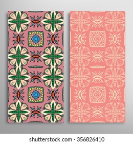 Vertical seamless patterns collection with floral geometric and lace texture for Wedding, Bridal, Valentine's day, greeting cards or Birthday Invitations, fabric or paper print. 
