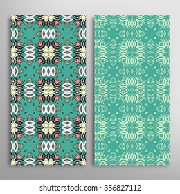 Vertical seamless patterns collection with floral geometric and lace texture for Wedding, Bridal, Valentine's day, greeting cards or Birthday Invitations, fabric or paper print. 