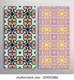 Vertical seamless patterns collection with floral geometric and lace texture for Wedding, Bridal, Valentine's day, greeting cards or Birthday Invitations, fabric or paper print. 
