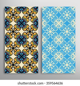 Vertical seamless patterns collection with floral geometric and lace texture for Wedding, Bridal, Valentine's day, greeting cards or Birthday Invitations, fabric or paper print. 
