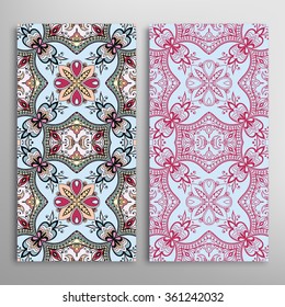 Vertical seamless patterns collection with floral geometric and lace texture for Wedding, Bridal, Valentine's day, greeting cards or Birthday Invitations, fabric or paper print. 