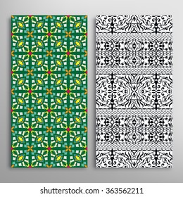 Vertical seamless patterns collection with floral geometric and lace texture for Wedding, Bridal, Valentine's day, greeting cards or Birthday Invitations, fabric or paper print. 