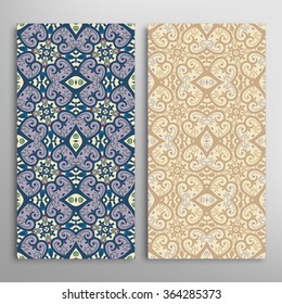 Vertical seamless patterns collection with floral geometric and lace texture for Wedding, Bridal, Valentine's day, greeting cards or Birthday Invitations, fabric or paper print. 