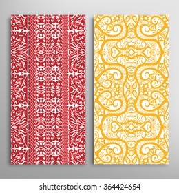 Vertical seamless patterns collection with floral geometric and lace texture for Wedding, Bridal, Valentine's day, greeting cards or Birthday Invitations, fabric or paper print. 