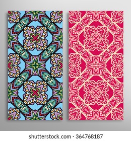 Vertical seamless patterns collection with floral geometric and lace texture for Wedding, Bridal, Valentine's day, greeting cards or Birthday Invitations, fabric or paper print. 