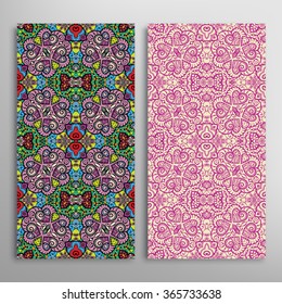 Vertical seamless patterns collection with floral geometric and lace texture for Wedding, Bridal, Valentine's day, greeting cards or Birthday Invitations, fabric or paper print. 