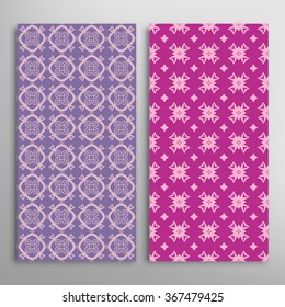 Vertical seamless patterns collection with floral geometric and lace texture for Wedding, Bridal, Valentine's day, greeting cards or Birthday Invitations, fabric or paper print. 