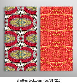 Vertical seamless patterns collection with floral geometric and lace texture for Wedding, Bridal, Valentine's day, greeting cards or Birthday Invitations, fabric or paper print. 