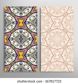Vertical seamless patterns collection with floral geometric and lace texture for Wedding, Bridal, Valentine's day, greeting cards or Birthday Invitations, fabric or paper print. 