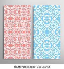 Vertical seamless patterns collection with floral geometric and lace texture for Wedding, Bridal, Valentine's day, greeting cards or Birthday Invitations, fabric or paper print. 