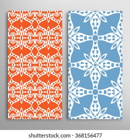 Vertical seamless patterns collection with floral geometric and lace texture for Wedding, Bridal, Valentine's day, greeting cards or Birthday Invitations, fabric or paper print. 
