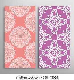 Vertical seamless patterns collection with floral geometric and lace texture for Wedding, Bridal, Valentine's day, greeting cards or Birthday Invitations, fabric or paper print. 