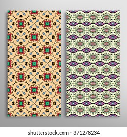 Vertical seamless patterns collection with floral geometric and lace texture for Wedding, Bridal, Valentine's day, greeting cards or Birthday Invitations, fabric or paper print. 
