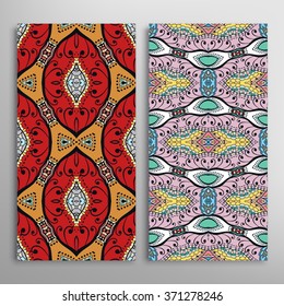 Vertical seamless patterns collection with floral geometric and lace texture for Wedding, Bridal, Valentine's day, greeting cards or Birthday Invitations, fabric or paper print. 