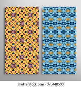 Vertical seamless patterns collection with floral geometric and lace texture for Wedding, Bridal, Valentine's day, greeting cards or Birthday Invitations, fabric or paper print. 