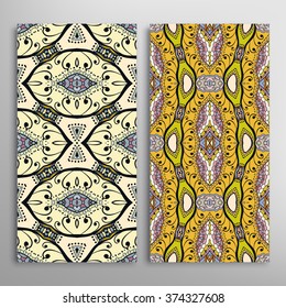 Vertical seamless patterns collection with floral geometric and lace texture for Wedding, Bridal, Valentine's day, greeting cards or Birthday Invitations, fabric or paper print. 