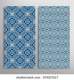 Vertical seamless patterns collection with floral geometric and lace texture for Wedding, Bridal, Valentine's day, greeting cards or Birthday Invitations, fabric or paper print. 