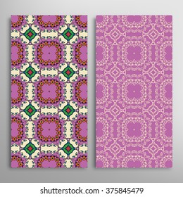 Vertical seamless patterns collection with floral geometric and lace texture for Wedding, Bridal, Valentine's day, greeting cards or Birthday Invitations, fabric or paper print. 