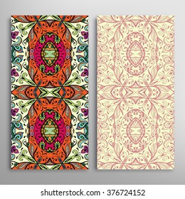 Vertical seamless patterns collection with floral geometric and lace texture for Wedding, Bridal, Valentine's day, greeting cards or Birthday Invitations, fabric or paper print. 