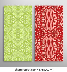 Vertical seamless patterns collection with floral geometric and lace texture for Wedding, Bridal, Valentine's day, greeting cards or Birthday Invitations, fabric or paper print. 