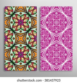 Vertical seamless patterns collection with floral geometric and lace texture for Wedding, Bridal, Valentine's day, greeting cards or Birthday Invitations, fabric or paper print. 