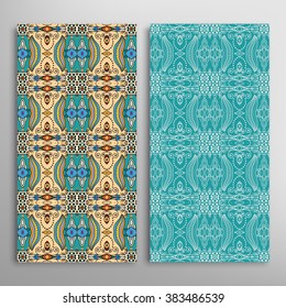 Vertical seamless patterns collection with floral geometric and lace texture for Wedding, Bridal, Valentine's day, greeting cards or Birthday Invitations, fabric or paper print. 
