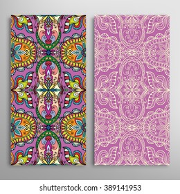 Vertical seamless patterns collection with floral geometric and lace texture for Wedding, Bridal, Valentine's day, greeting cards or Birthday Invitations, fabric or paper print. 