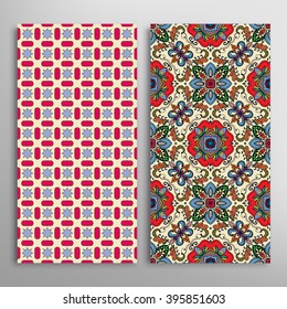 Vertical seamless patterns collection with floral geometric and lace texture for Wedding, Bridal, Valentine's day, greeting cards or Birthday Invitations, fabric or paper print. 