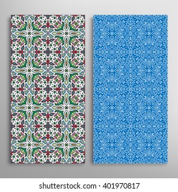 Vertical seamless patterns collection with floral geometric and lace texture for Wedding, Bridal, Valentine's day, greeting cards or Birthday Invitations, fabric or paper print. 