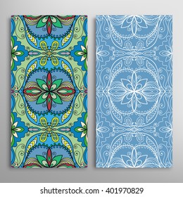 Vertical seamless patterns collection with floral geometric and lace texture for Wedding, Bridal, Valentine's day, greeting cards or Birthday Invitations, fabric or paper print. 