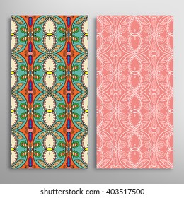 Vertical seamless patterns collection with floral geometric and lace texture for Wedding, Bridal, Valentine's day, greeting cards or Birthday Invitations, fabric or paper print. 