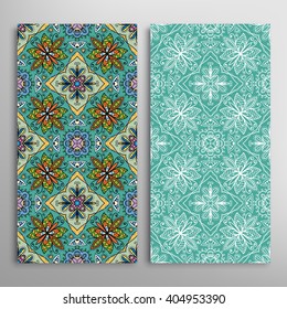Vertical seamless patterns collection with floral geometric and lace texture for Wedding, Bridal, Valentine's day, greeting cards or Birthday Invitations, fabric or paper print. 