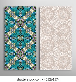 Vertical seamless patterns collection with floral geometric and lace texture for Wedding, Bridal, Valentine's day, greeting cards or Birthday Invitations, fabric or paper print. 