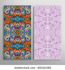 Vertical seamless patterns collection with floral geometric and lace texture for Wedding, Bridal, Valentine's day, greeting cards or Birthday Invitations, fabric or paper print. 
